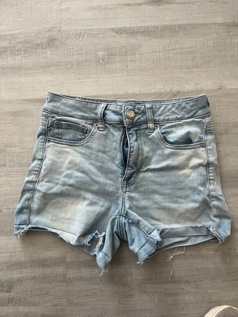 American Eagle Outfitters Light Blue Distressed Denim Shorts